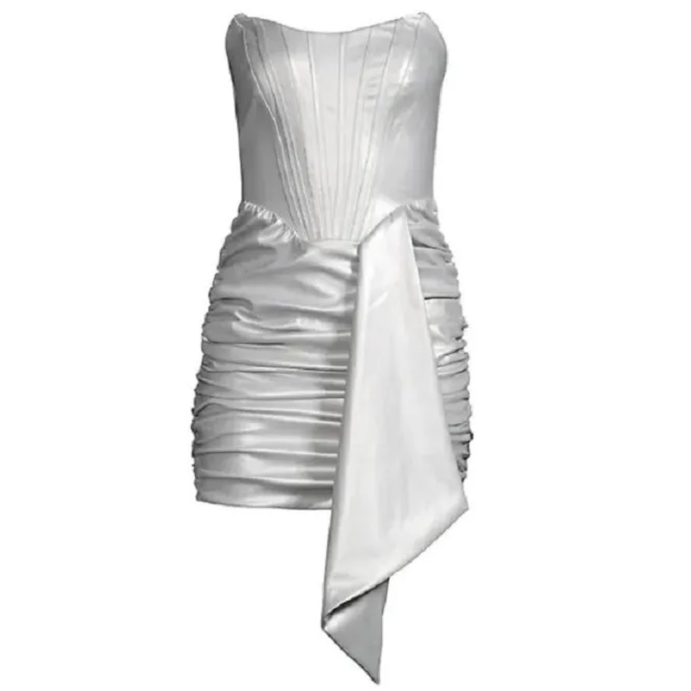 Lavish Alice Metallic Faux Leather Corset Strapless Minidress